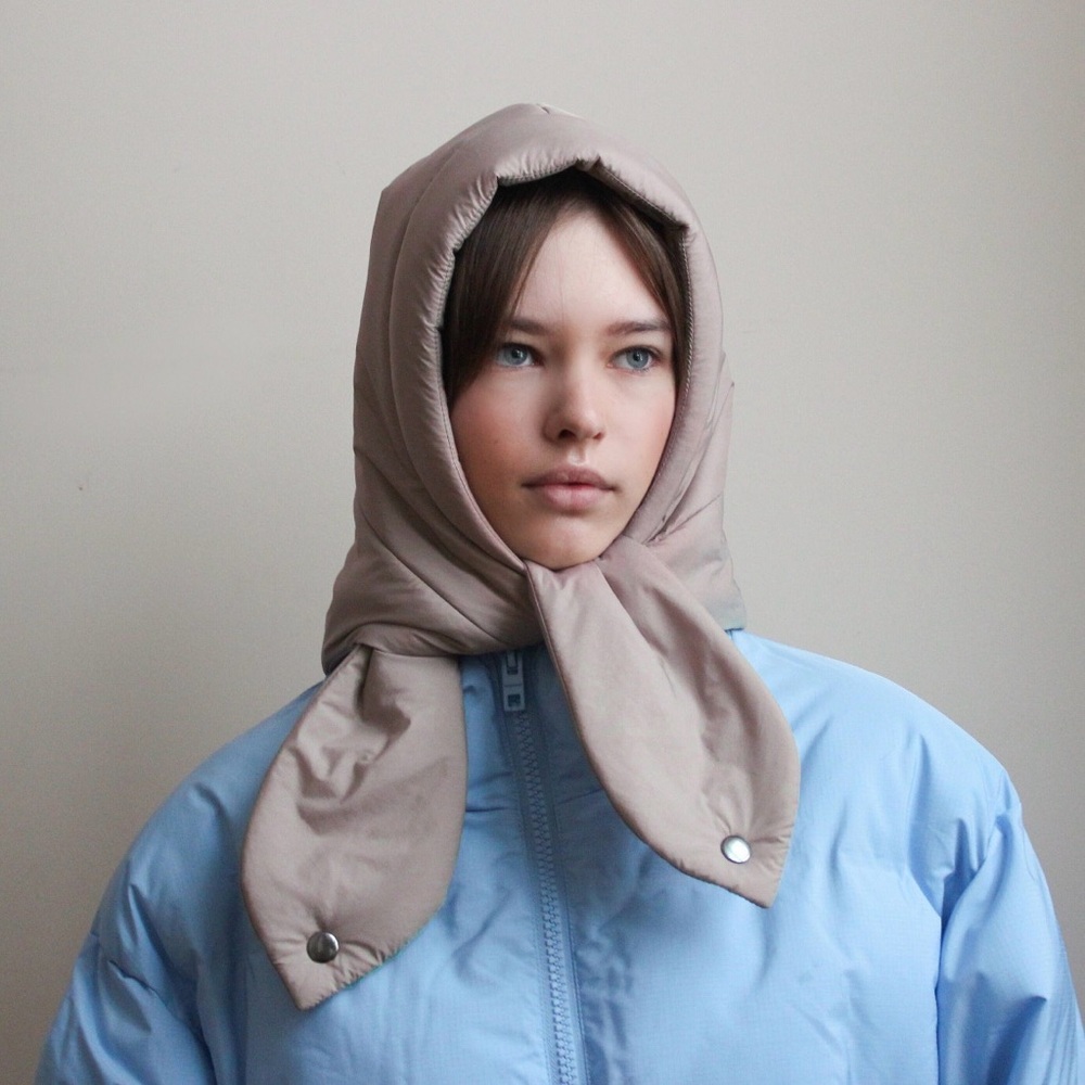 Beige Hooded Scarf